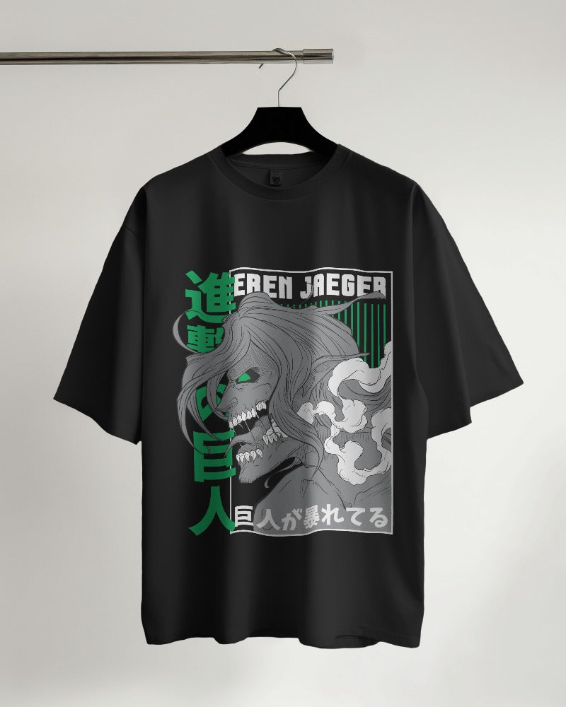 Anime Graphic Oversized T-Shirt – Eren Jaeger Attack Mode Design